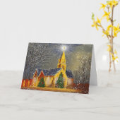 Weihnachtskirche im Schnee Karte (Gelbe Blume)