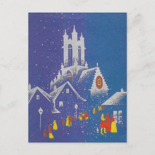 Weihnachtskirche im Vintage-Stil Feiertagspostkarte