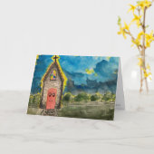 Weihnachtskirche Karte (Gelbe Blume)