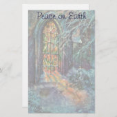 Weihnachtskirche mit festgeklemmtem Glasfenster Briefpapier (Vorne/Hinten)