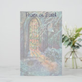 Weihnachtskirche mit festgeklemmtem Glasfenster Briefpapier (Stehend Vorderseite)