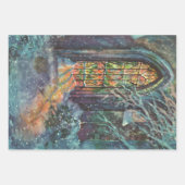Weihnachtskirche mit festgeklemmtem Glasfenster Geschenkpapier Set (Vorderseite 3)