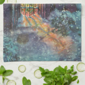 Weihnachtskirche mit festgeklemmtem Glasfenster Handtuch (Gefaltet)