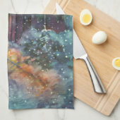 Weihnachtskirche mit festgeklemmtem Glasfenster Handtuch (Viertel Falte)