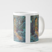 Weihnachtskirche mit festgeklemmtem Glasfenster Jumbo-Tasse (Vorderseite Rechts)