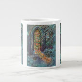 Weihnachtskirche mit festgeklemmtem Glasfenster Jumbo-Tasse (Vorderseite)