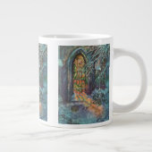 Weihnachtskirche mit festgeklemmtem Glasfenster Jumbo-Tasse (Rechts)