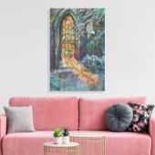Weihnachtskirche mit festgeklemmtem Glasfenster Leinwanddruck (Insitu (Wohnzimmer))