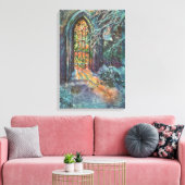 Weihnachtskirche mit festgeklemmtem Glasfenster Leinwanddruck (Insitu (Wohnzimmer))