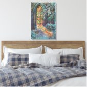 Weihnachtskirche mit festgeklemmtem Glasfenster Leinwanddruck (Insitu (Schlafzimmer))
