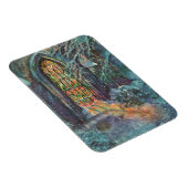 Weihnachtskirche mit festgeklemmtem Glasfenster Magnet (Rechte Seite)