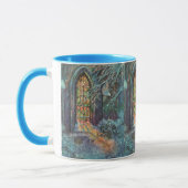 Weihnachtskirche mit festgeklemmtem Glasfenster Tasse (Links)
