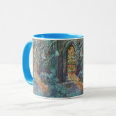 Weihnachtskirche mit festgeklemmtem Glasfenster Tasse (Vorderseite Links)