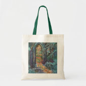 Weihnachtskirche mit festgeklemmtem Glasfenster Tragetasche (Vorne)