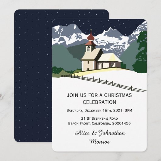 Weihnachtskirche - Party Einladung (Vorne/Hinten)