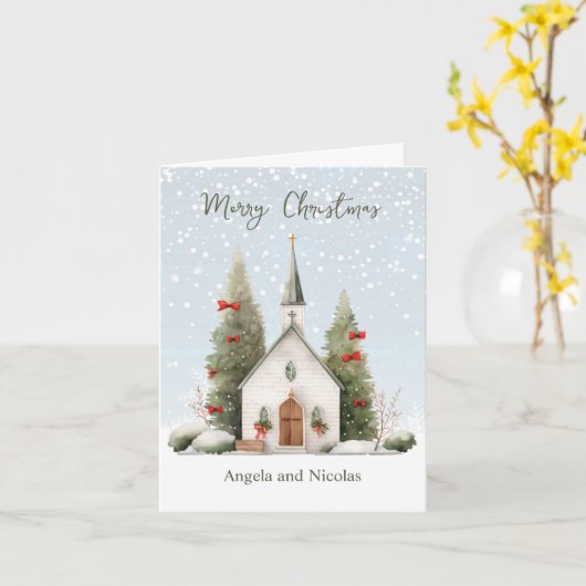 Weihnachtskirche Religiös Karte (Gelbe Blume)