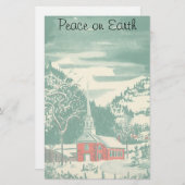 Weihnachtskirche, Schnee im Winter Briefpapier (Vorne/Hinten)