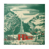 Weihnachtskirche, Schnee im Winter Fliese (Vorderseite)