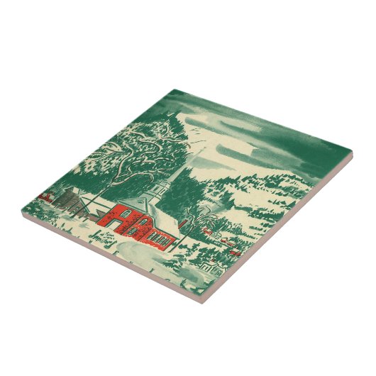 Weihnachtskirche, Schnee im Winter Fliese (Seite)