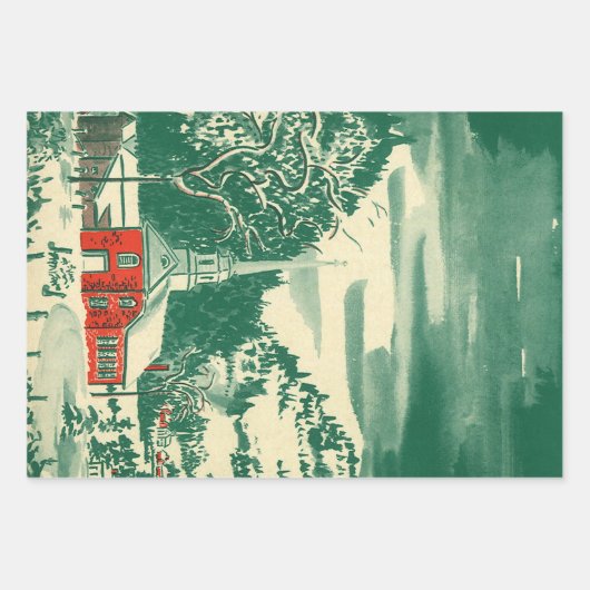 Weihnachtskirche, Schnee im Winter Geschenkpapier Set (Vorderseite 2)