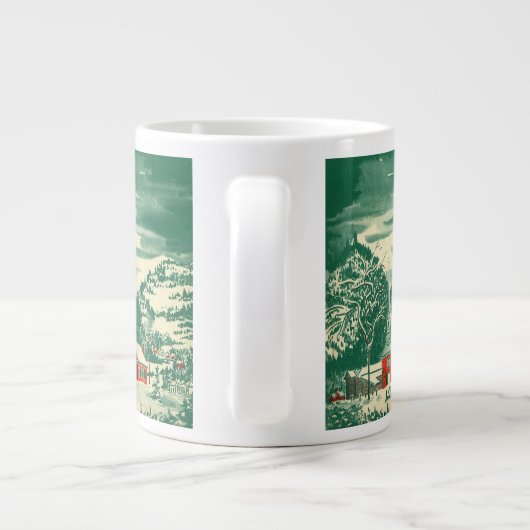 Weihnachtskirche, Schnee im Winter Jumbo-Tasse (Rückseite)