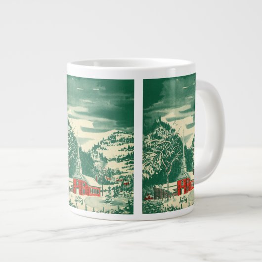 Weihnachtskirche, Schnee im Winter Jumbo-Tasse (Vorderseite Rechts)