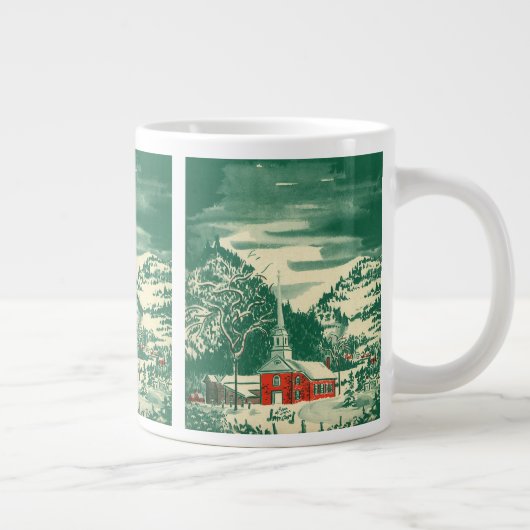 Weihnachtskirche, Schnee im Winter Jumbo-Tasse (Rechts)