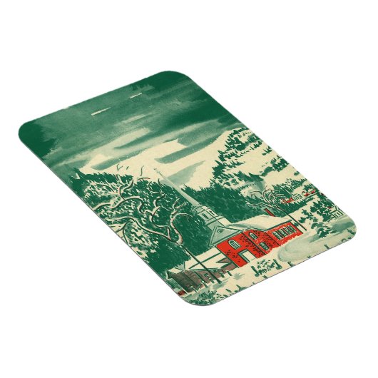 Weihnachtskirche, Schnee im Winter Magnet (Rechte Seite)