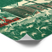 Weihnachtskirche, Schnee im Winter Poster (Ecke)