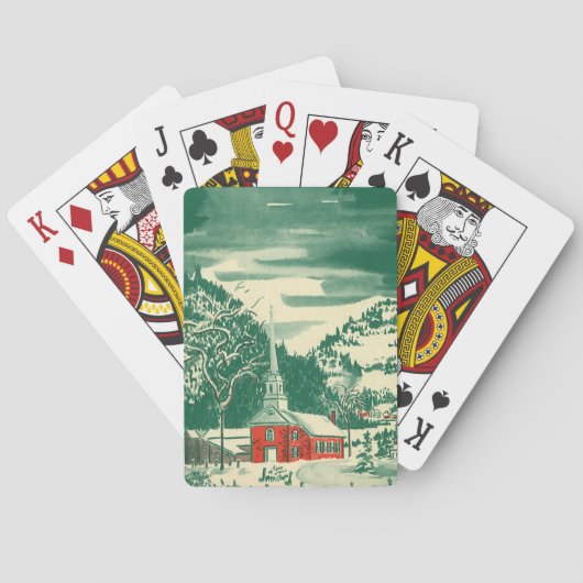 Weihnachtskirche, Schnee im Winter Spielkarten (Rückseite)