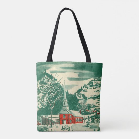 Weihnachtskirche, Schnee im Winter Tasche (Rückseite)