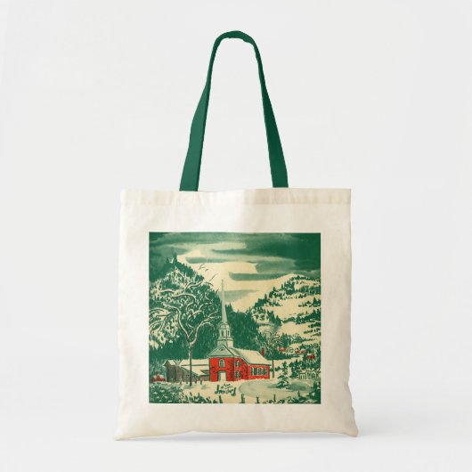 Weihnachtskirche, Schnee im Winter Tragetasche (Vorne)