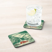 Weihnachtskirche, Schnee im Winter Untersetzer (Rechte Seite)