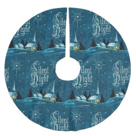 Weihnachtskirche Schnee Stille Nacht Polyester Weihnachtsbaumdecke