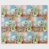 Weihnachtskirche Schneeszenen Shabby Chic Geschenkpapier (Flach)