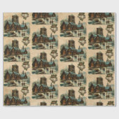 Weihnachtskirche viktorianische Weihnachtslieder G Geschenkpapier (Flach)