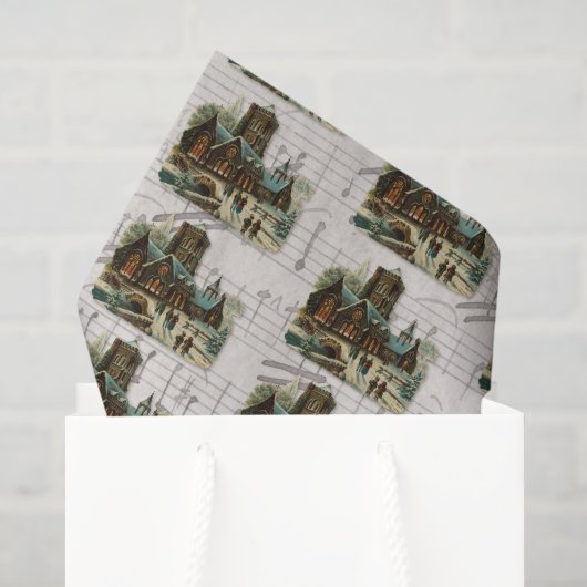 Weihnachtskirche viktorianische Weihnachtslieder M Seidenpapier (Geschenktüte)