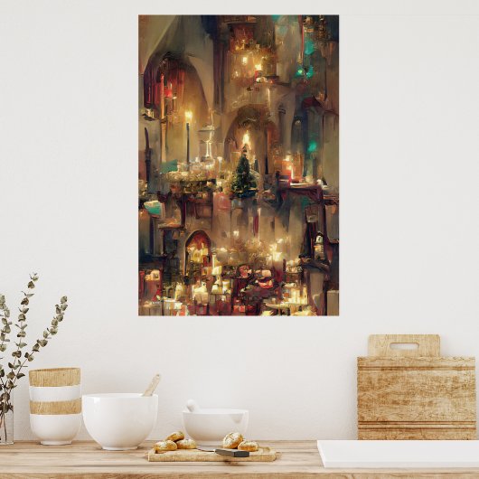 Weihnachtskirche, Weihnachtsgeschenke Poster (Küche)