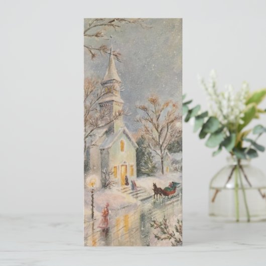 Weihnachtskirche Winterlandschaft Feiertagskarte (Stehend Vorderseite)