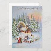 Weihnachtskirche Winterlandschaft Feiertagskarte (Vorne/Hinten)