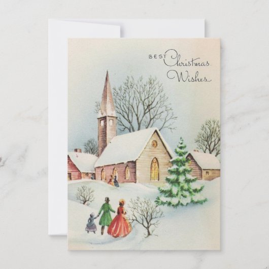 Weihnachtskirche Winterlandschaft Feiertagskarte (Vorderseite)
