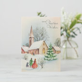 Weihnachtskirche Winterlandschaft Feiertagskarte (Stehend Vorderseite)