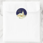 Weihnachtskirche Winterlandschaft Runder Aufkleber (Tasche)