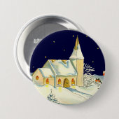 Weihnachtskirchen-Winterszene Button (Vorne & Hinten)