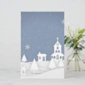 Weihnachtskirchenlandschaft Briefpapier (Stehend Vorderseite)