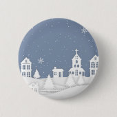 Weihnachtskirchenlandschaft Button (Vorderseite)