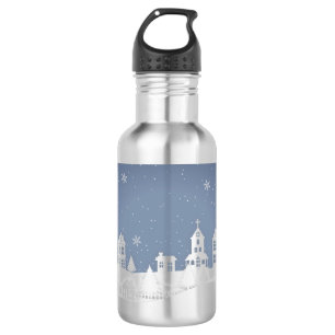 Weihnachtskirchenlandschaft Edelstahlflasche