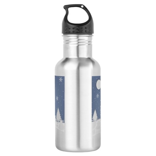 Weihnachtskirchenlandschaft Edelstahlflasche (Rückseite)