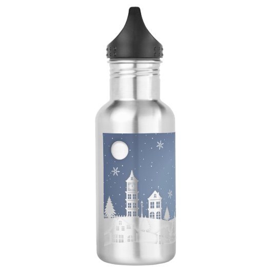 Weihnachtskirchenlandschaft Edelstahlflasche (Links)