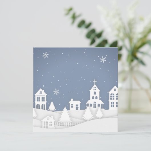 Weihnachtskirchenlandschaft Karte (Stehend Vorderseite)